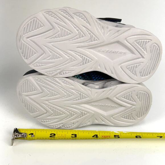 Skechers S-Lights Toddler 6 Light Up Boys Shoes Navy Neon Hook Loop Sneakers NEW - Picture 9 of 13